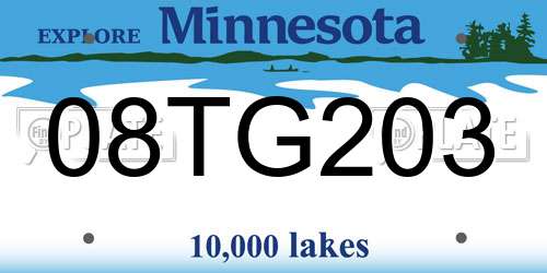 08TG203 Minnesota License Plate