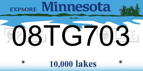 08TG703 Minnesota License Plate