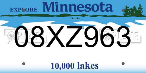 08XZ963 Minnesota License Plate