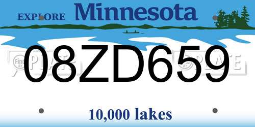 08ZD659 Minnesota License Plate