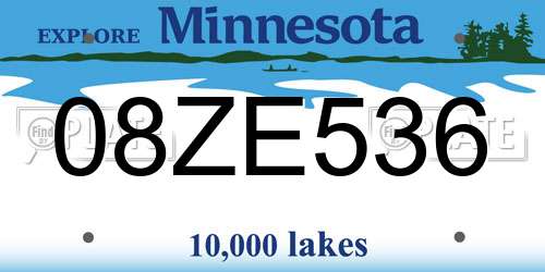 08ZE536 Minnesota License Plate