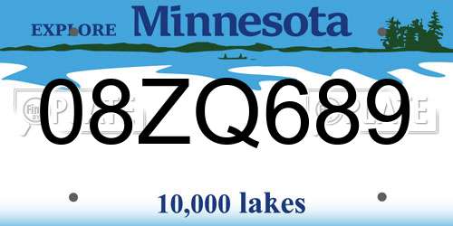 08ZQ689 Minnesota License Plate