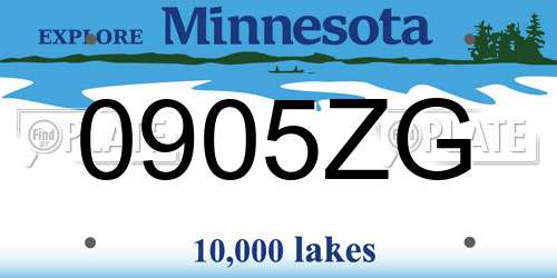 0905ZG Minnesota License Plate