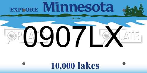 0907LX Minnesota License Plate