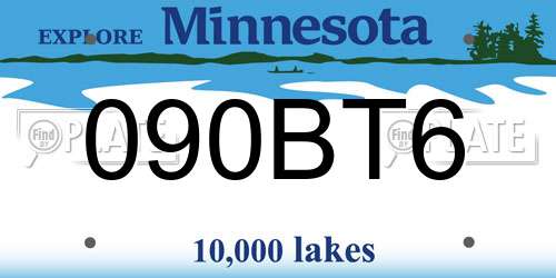090BT6 Minnesota License Plate