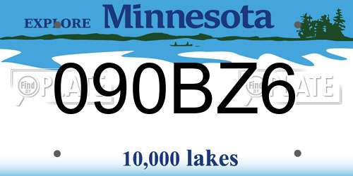 090BZ6 Minnesota License Plate