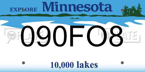 090FO8 Minnesota License Plate