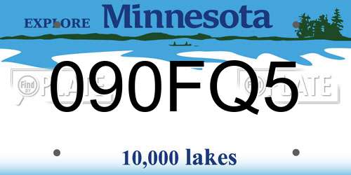 090FQ5 Minnesota License Plate