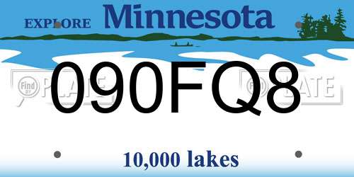 090FQ8 Minnesota License Plate
