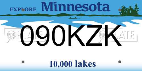 090KZK Minnesota License Plate