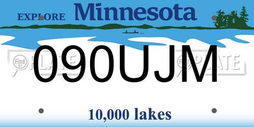 090UJM Minnesota License Plate