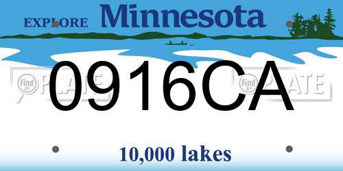 0916CA Minnesota License Plate