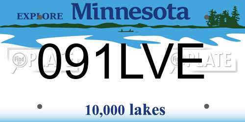 091LVE Minnesota License Plate