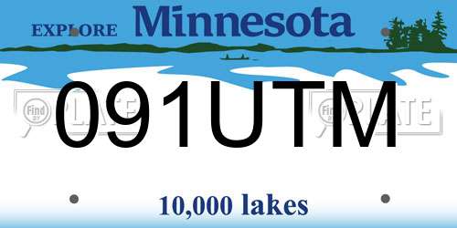 091UTM Minnesota License Plate