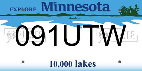091UTW Minnesota License Plate