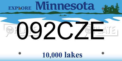 092CZE Minnesota License Plate