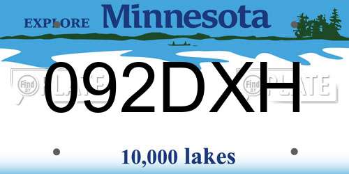 092DXH Minnesota License Plate