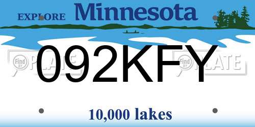 092KFY Minnesota License Plate