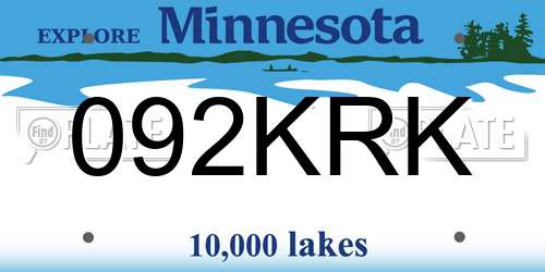092KRK Minnesota License Plate
