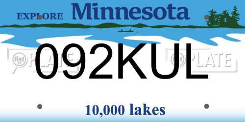092KUL Minnesota License Plate