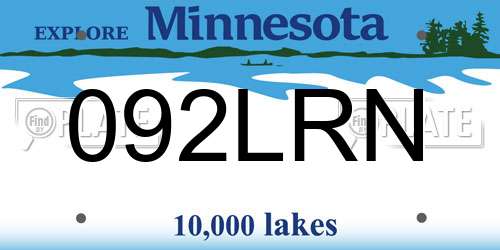 092LRN Minnesota License Plate