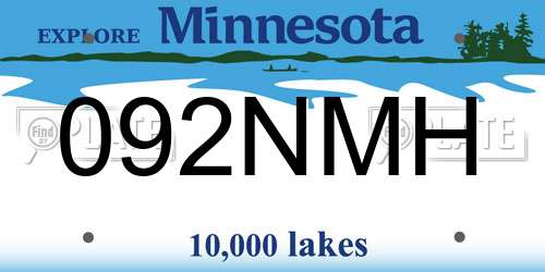 092NMH Minnesota License Plate