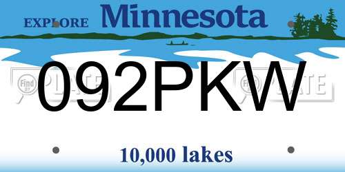 092PKW Minnesota License Plate