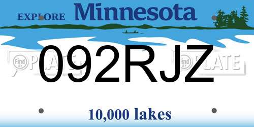 092RJZ Minnesota License Plate