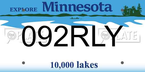 092RLY Minnesota License Plate