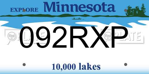 092RXP Minnesota License Plate