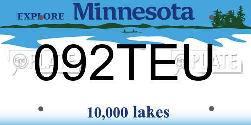 092TEU Minnesota License Plate