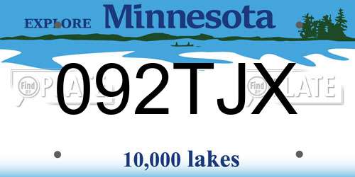 092TJX Minnesota License Plate