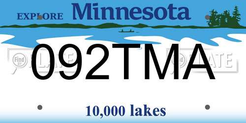 092TMA Minnesota License Plate