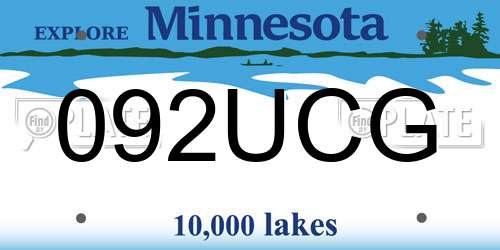 092UCG Minnesota License Plate