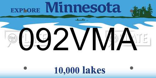 092VMA Minnesota License Plate