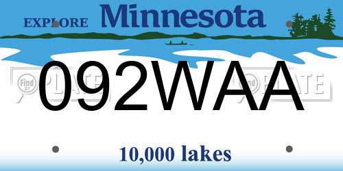092WAA Minnesota License Plate