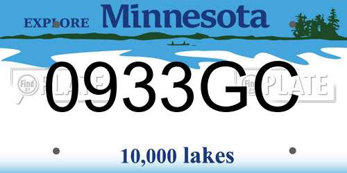 0933GC Minnesota License Plate