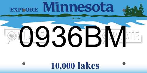 0936BM Minnesota License Plate
