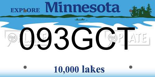 093GCT Minnesota License Plate