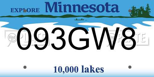 093GW8 Minnesota License Plate