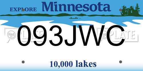 093JWC Minnesota License Plate