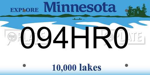 094HR0 Minnesota License Plate