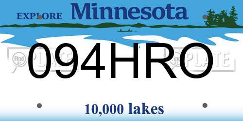 094HRO Minnesota License Plate