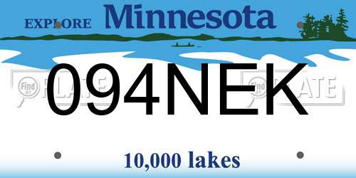 094NEK Minnesota License Plate