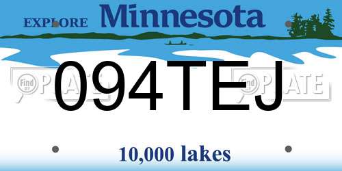 094TEJ Minnesota License Plate