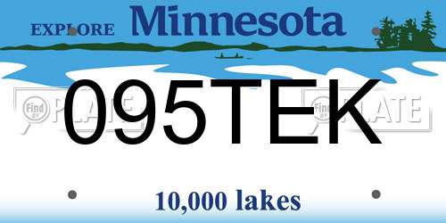095TEK Minnesota License Plate