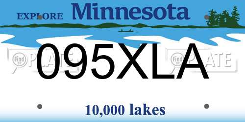 095XLA Minnesota License Plate