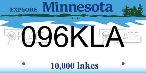 096KLA Minnesota License Plate