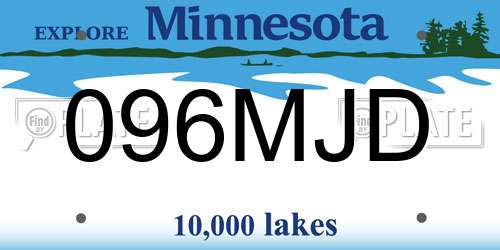 096MJD Minnesota License Plate