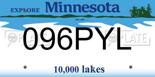 096PYL Minnesota License Plate